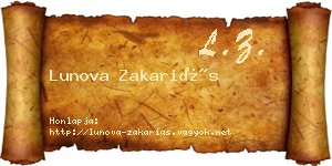 Lunova Zakariás névjegykártya
